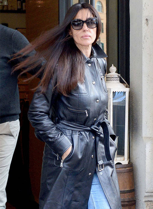 Monica Bellucci Leather Trench Coat - LeatherCult