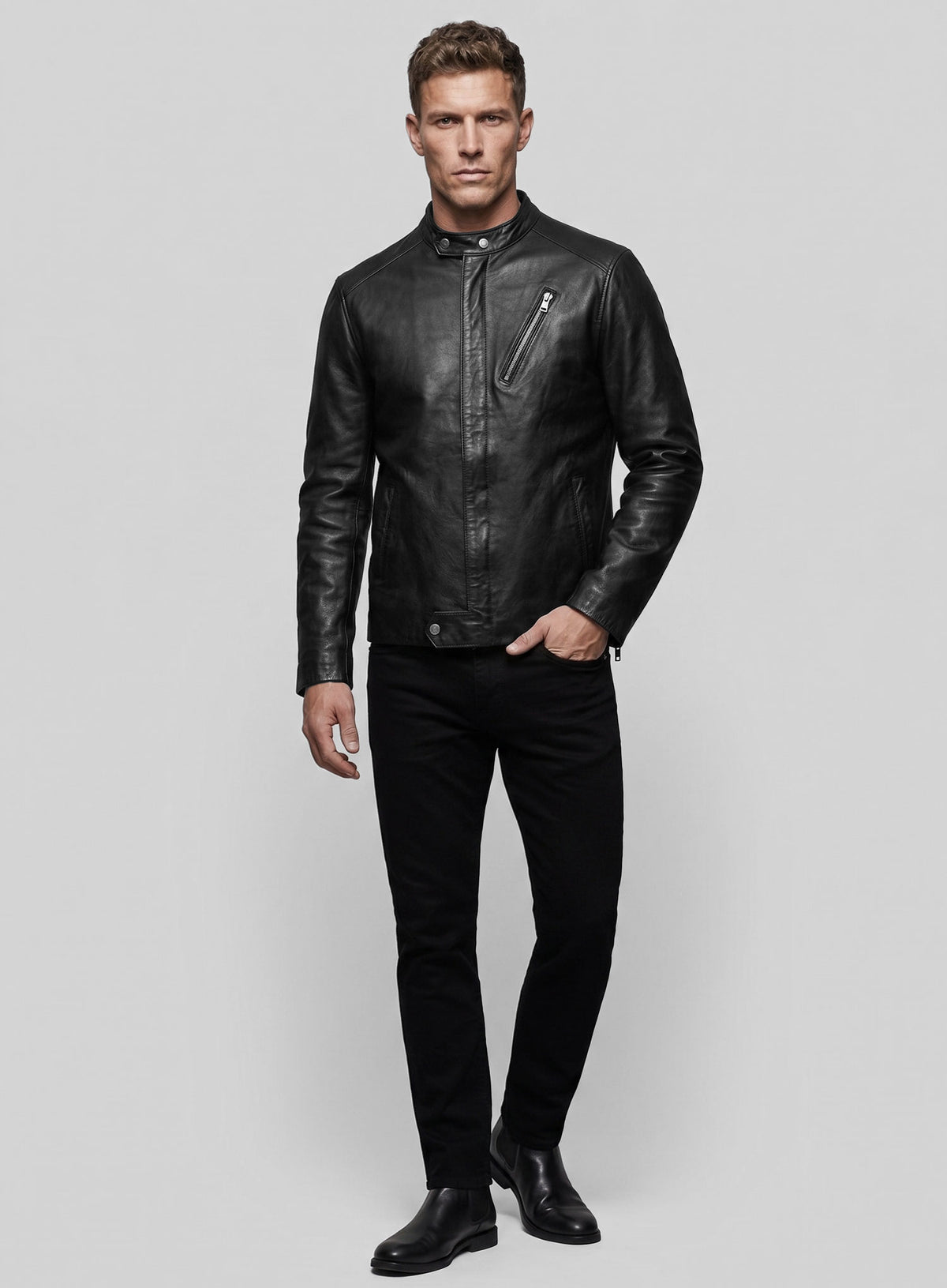 Motorad Black Biker Leather Jacket
