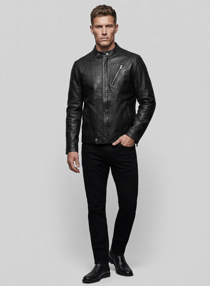 Motorad Black Biker Leather Jacket