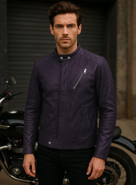 Motorad Purple Biker Leather Jacket