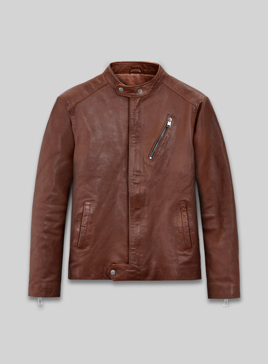 Motorad Tan Biker Leather Jacket