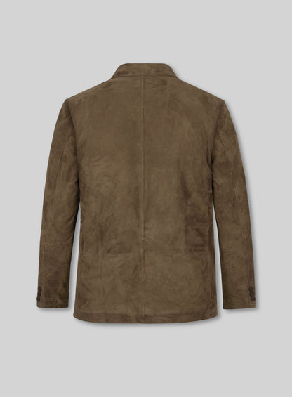 Mushroom Brown Suede Leather Blazer - 712