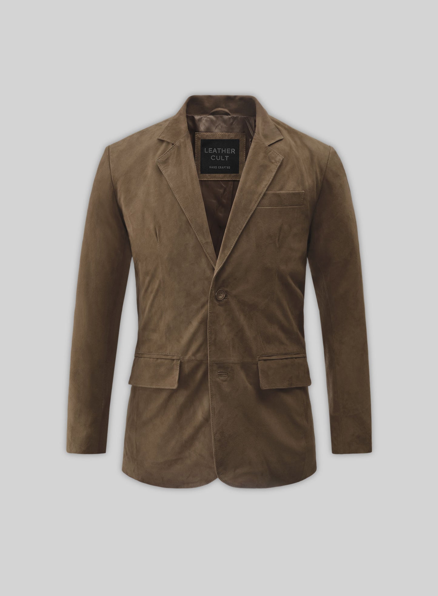 Mushroom Brown Suede Leather Blazer
