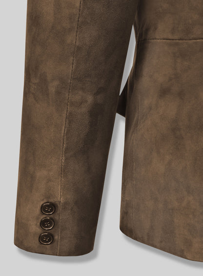 Mushroom Brown Suede Western Leather Blazer