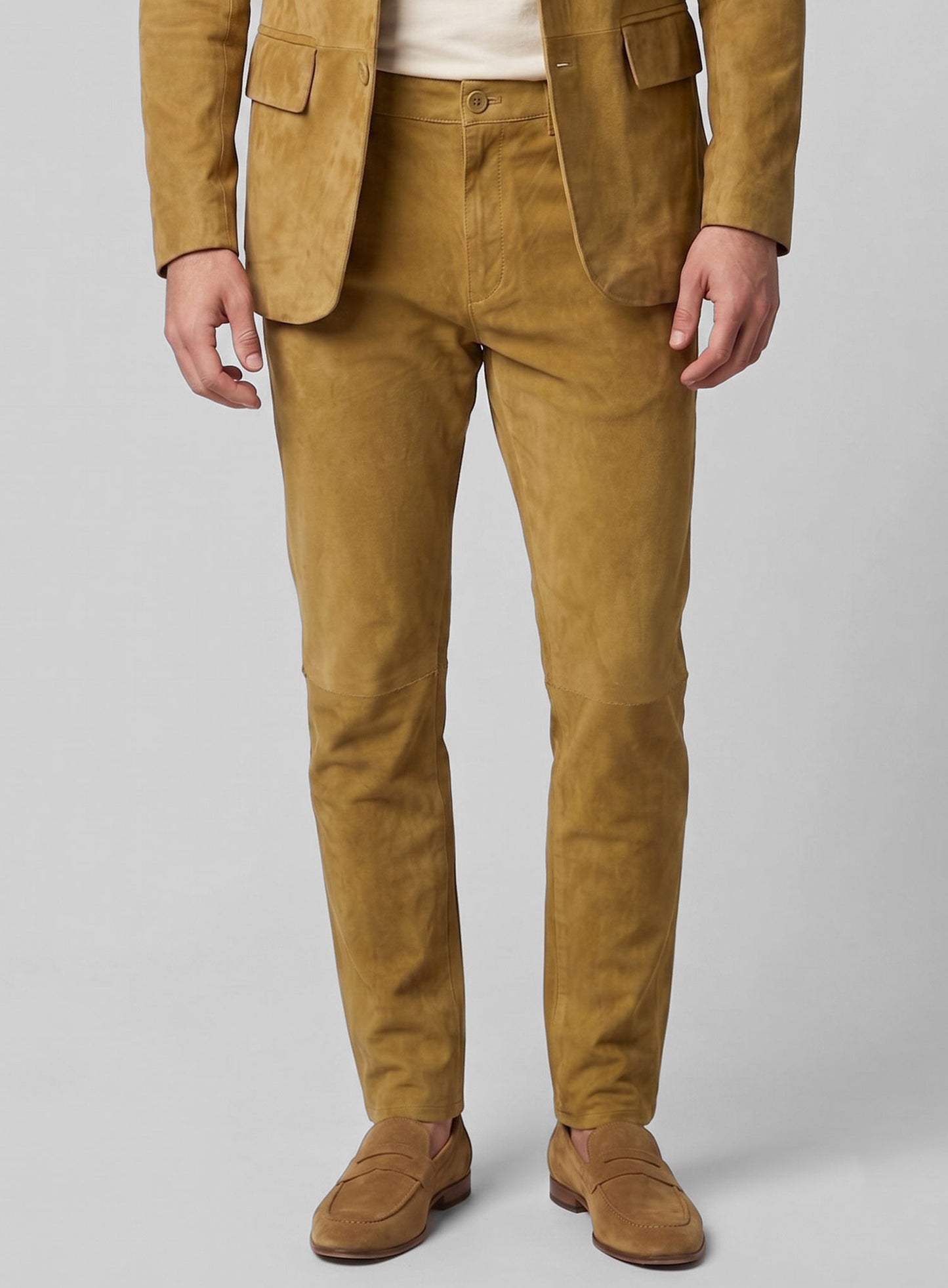 Mustard Suede Leather Suit