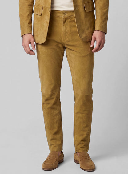 Mustard Suede Leather Suit
