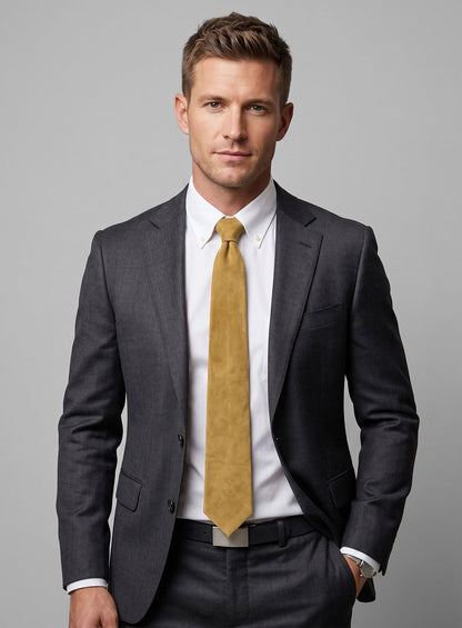 Mustard Suede Leather Tie