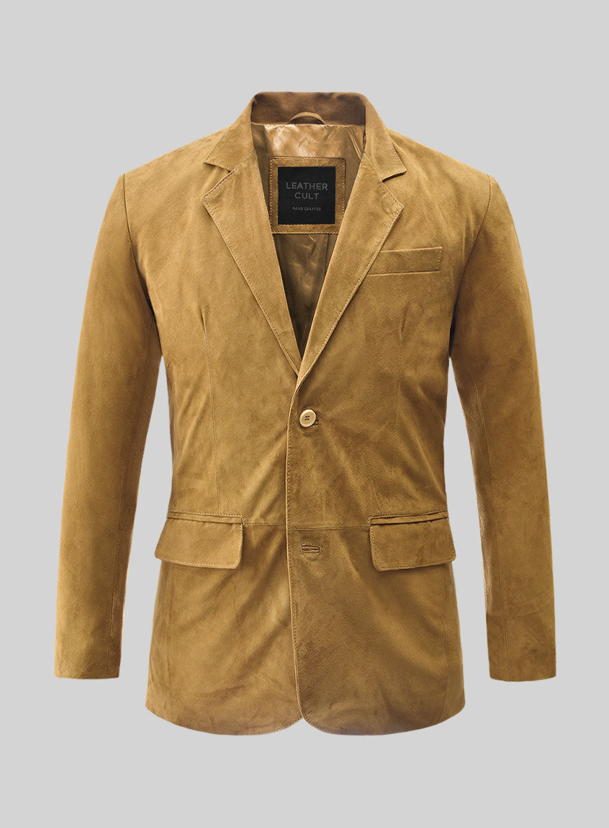 Mustard Suede Leather Blazer