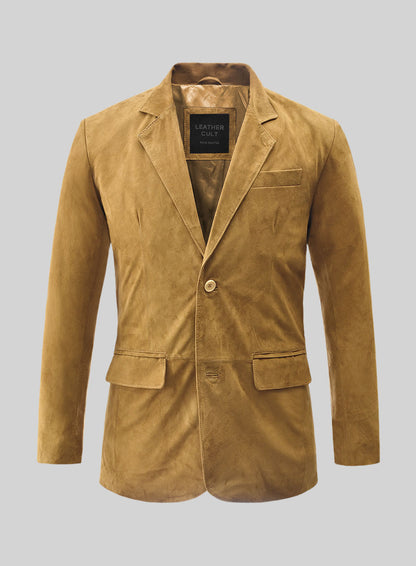 Mustard Suede Leather Blazer
