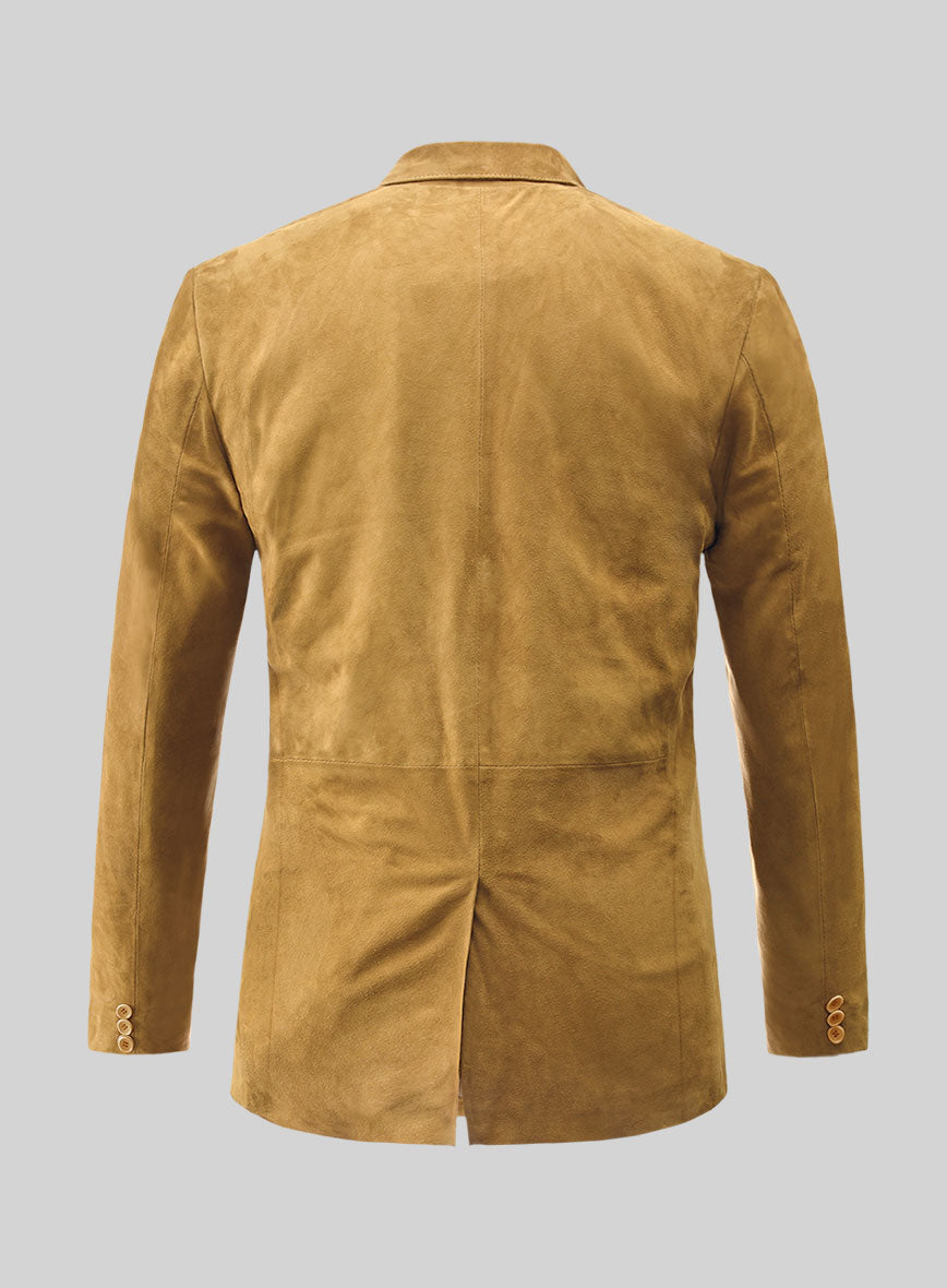 Mustard Suede Leather Blazer