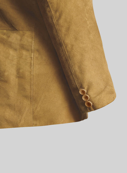 Mustard Suede Leather Blazer