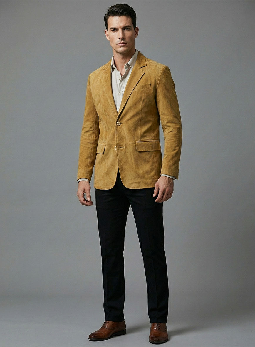 Mustard Suede Leather Blazer