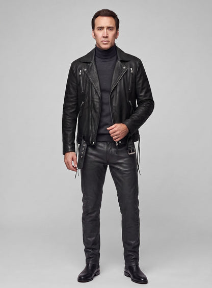 Nicolas Cage Ghost Rider Leather Jacket and Pants Set