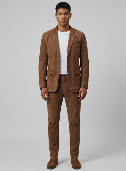 Oak Brown Suede Leather Suit