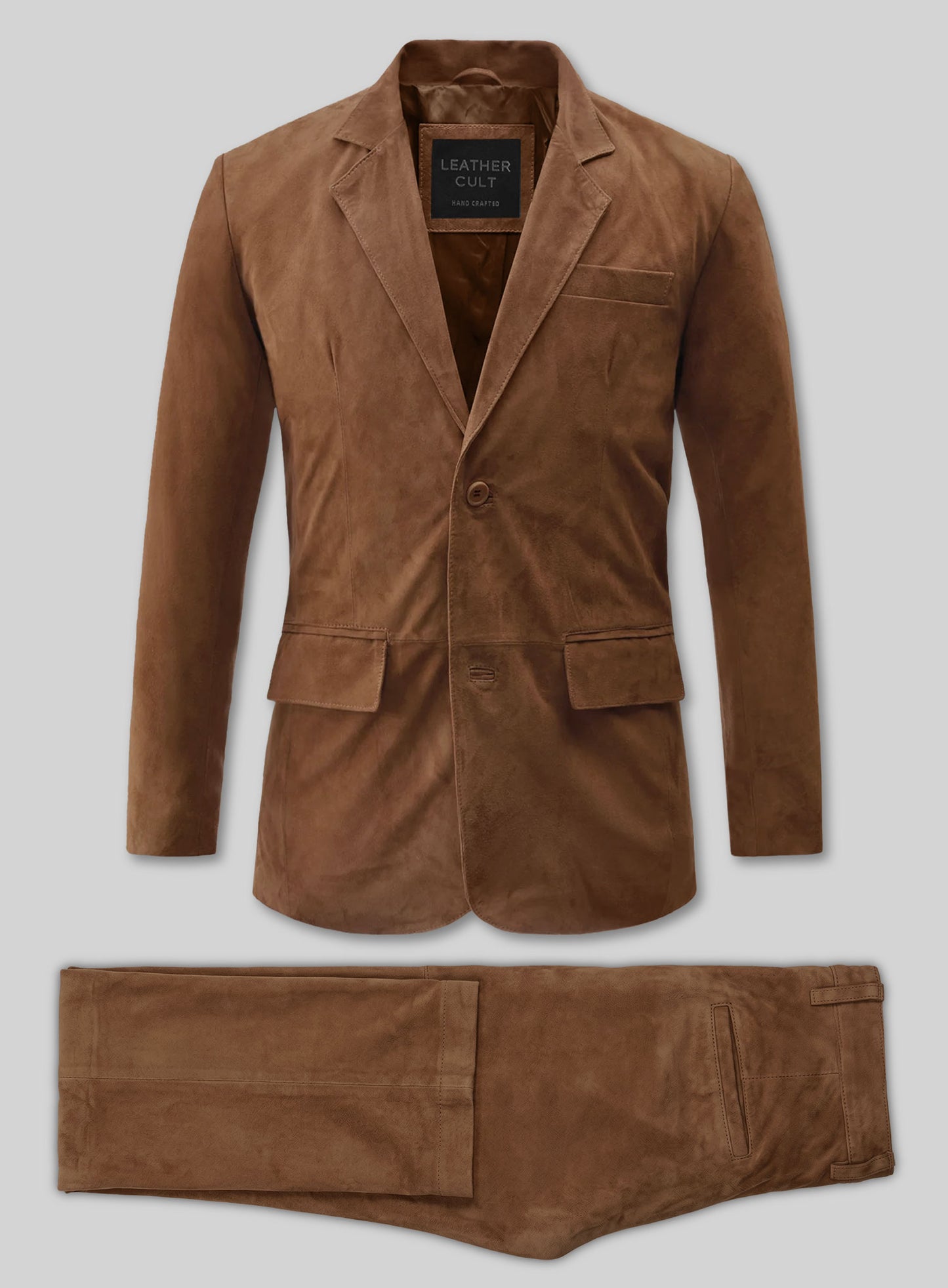 Oak Brown Suede Leather Suit