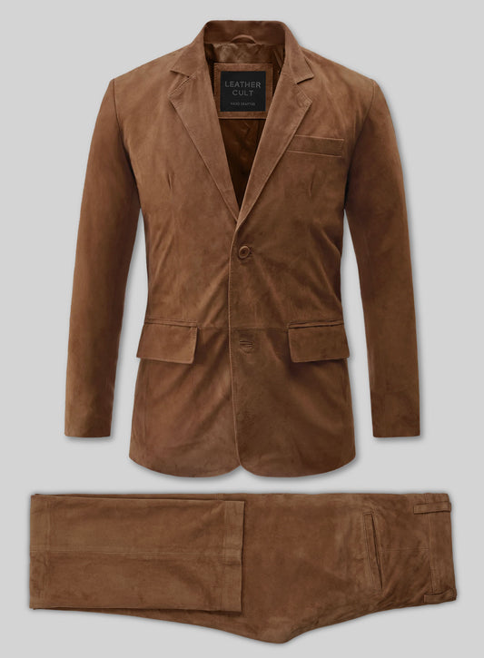 Oak Brown Suede Leather Suit