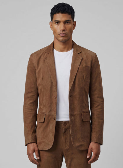 Oak Brown Suede Leather Suit