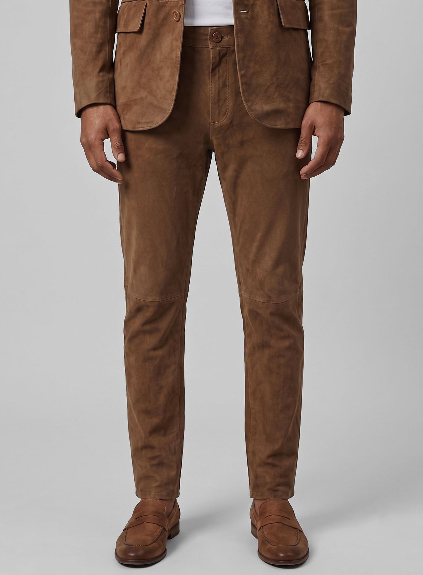 Oak Brown Suede Leather Suit
