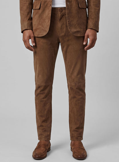 Oak Brown Suede Leather Suit