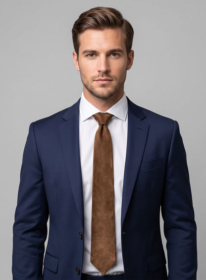 Oak Brown Suede Leather Tie