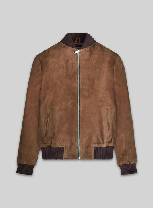 Oak Brown Suede Richard Madden Leather Jacket #1