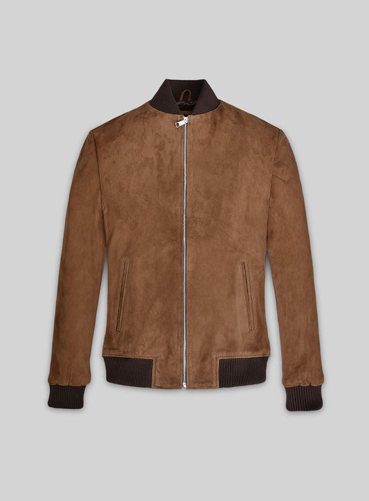 Oak Brown Suede Richard Madden Leather Jacket #1
