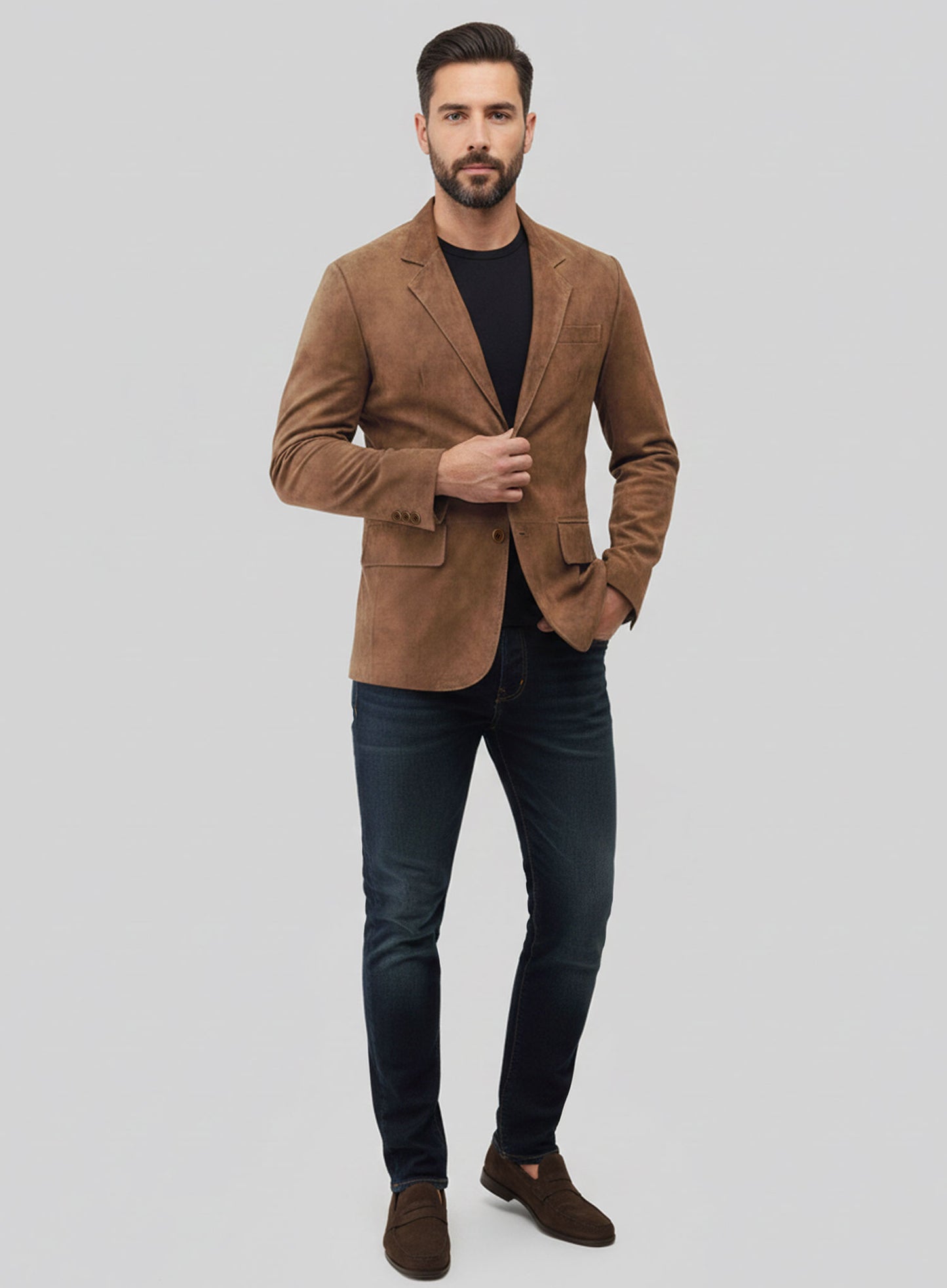 Oak Brown Suede Leather Blazer