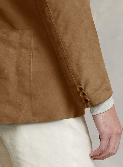 Oak Brown Suede Leather Blazer - LeatherCult
