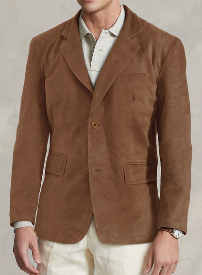 Oak Brown Suede Leather Blazer