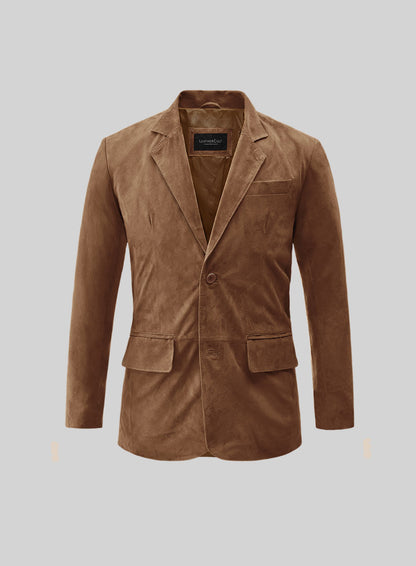 Oak Brown Suede Leather Blazer