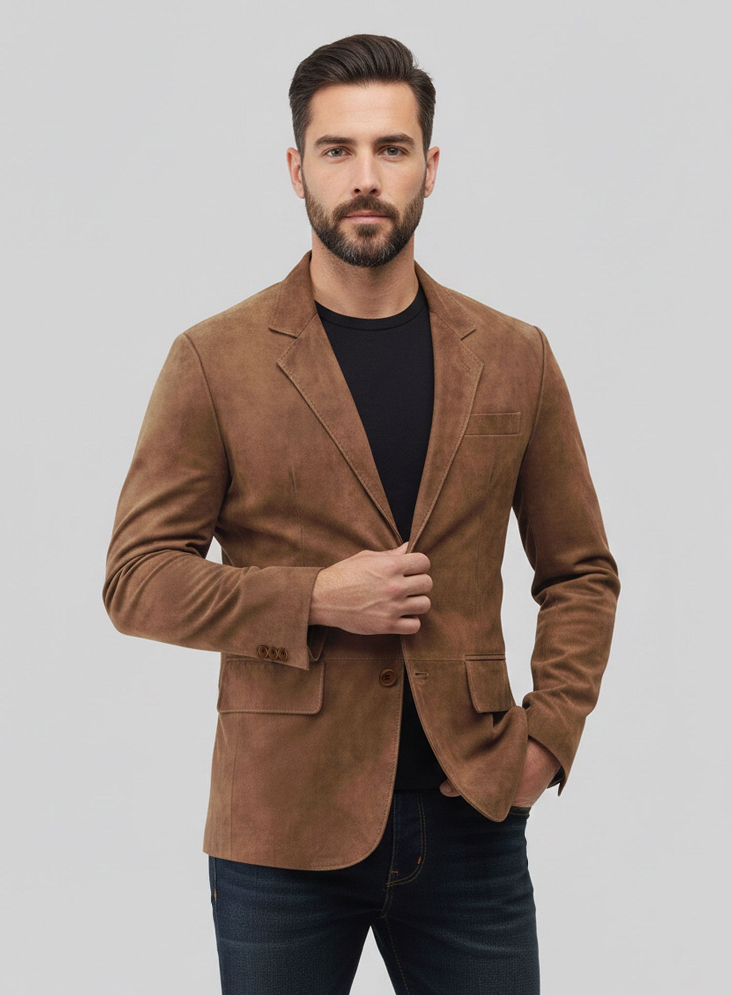 Oak Brown Suede Leather Blazer