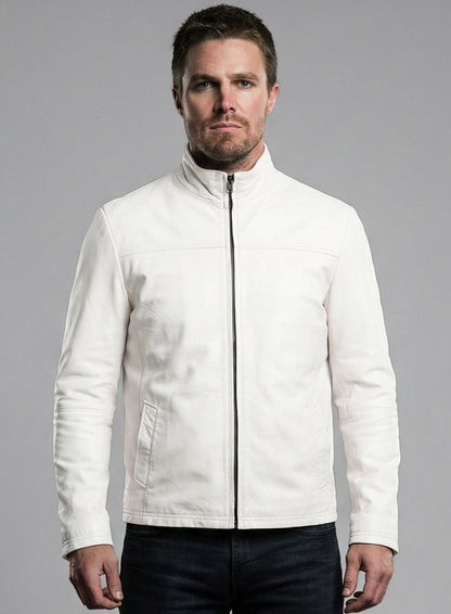 Off White Stephen Amell Arrow Leather Jacket