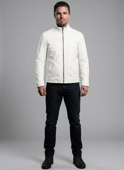 Off White Stephen Amell Arrow Leather Jacket