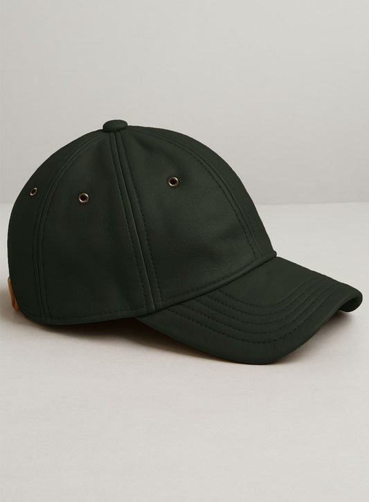 Olive Leather Sport Cap