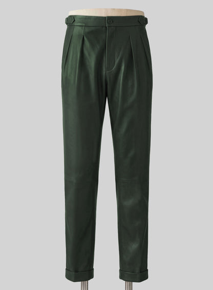 Olive Green Leather Gurkha Pant