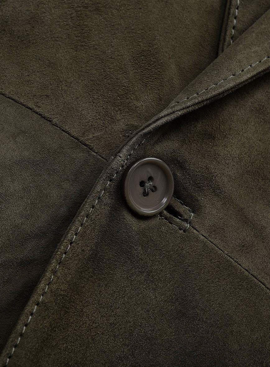Olive Green Suede Leather Suit
