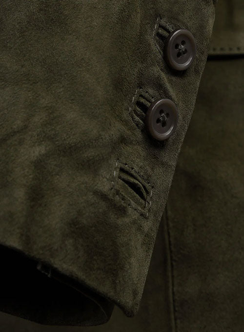 Olive Green Suede Leather Suit - LeatherCult