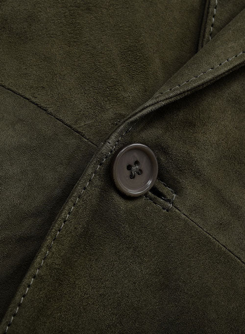 Olive Green Suede Leather Suit - LeatherCult