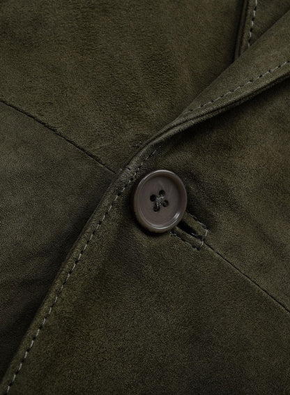 Olive Green Suede Leather Suit - LeatherCult