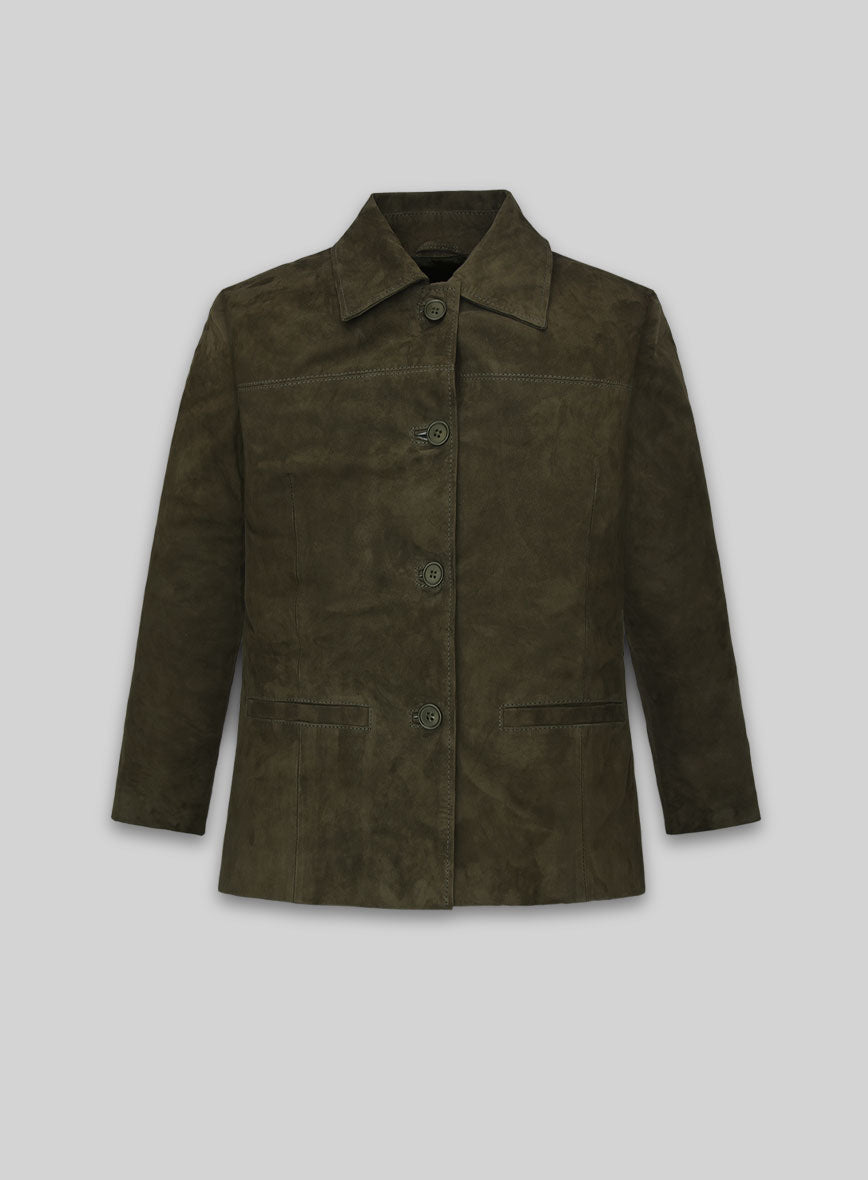 Olive Green Suede Milla Jovovich Leather Jacket