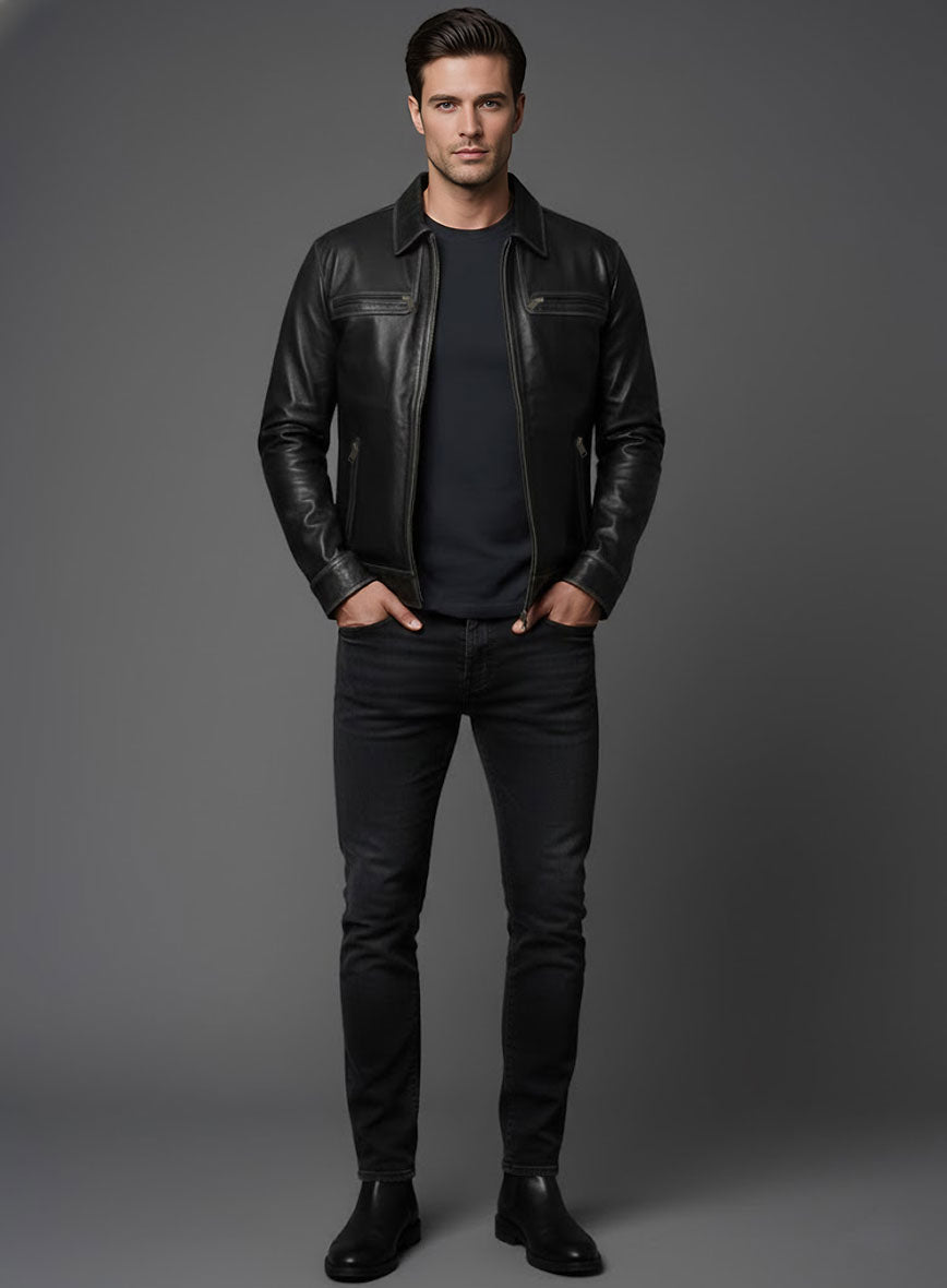 Ontario Rubbed Black Leather Jacket
