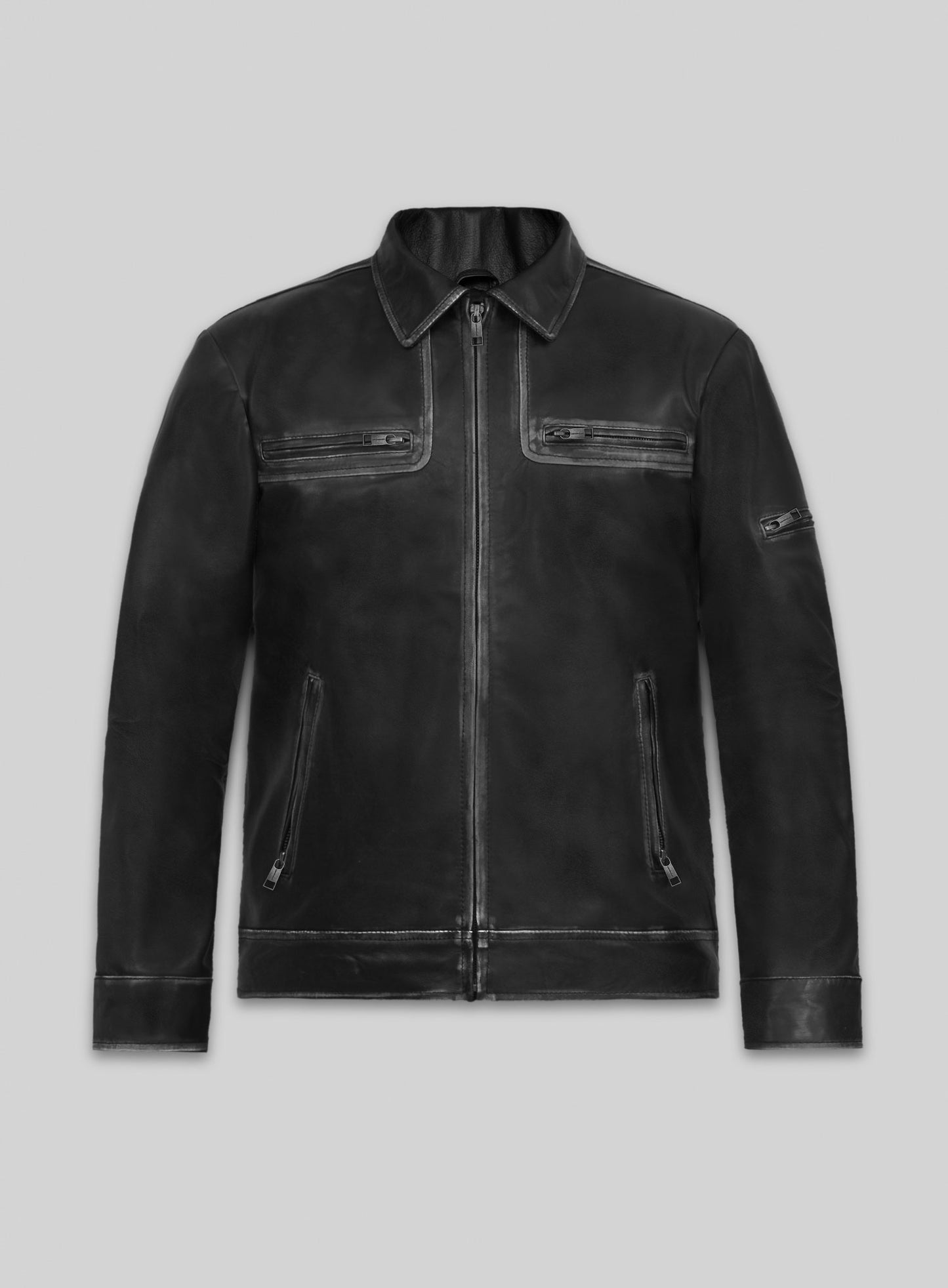 Ontario Rubbed Black Leather Jacket