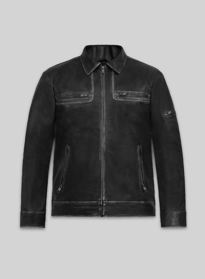 Ontario Rubbed Black Leather Jacket