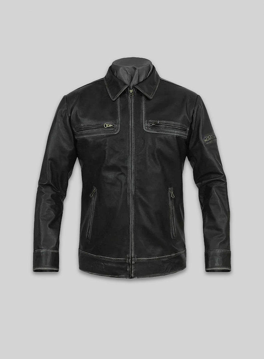 Ontario Rubbed Black Leather Jacket