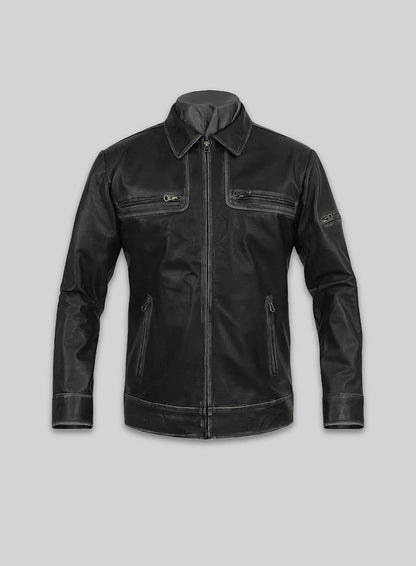 Ontario Rubbed Black Leather Jacket
