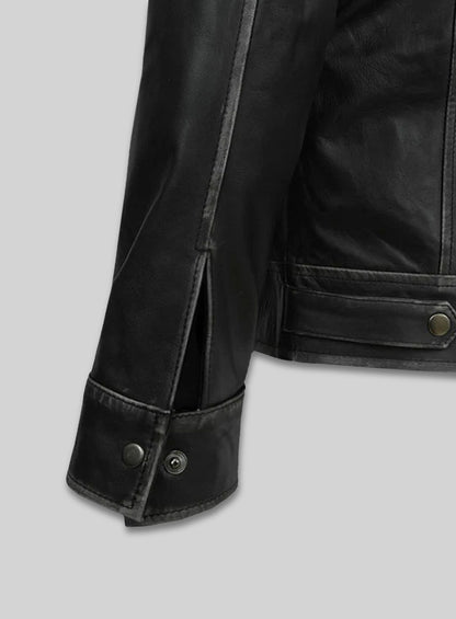 Ontario Rubbed Black Leather Jacket