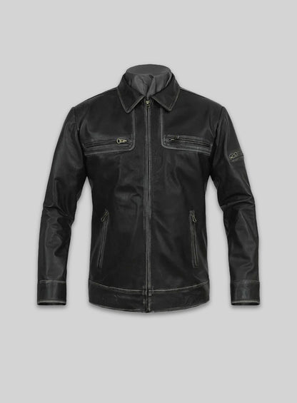Ontario Rubbed Black Leather Jacket