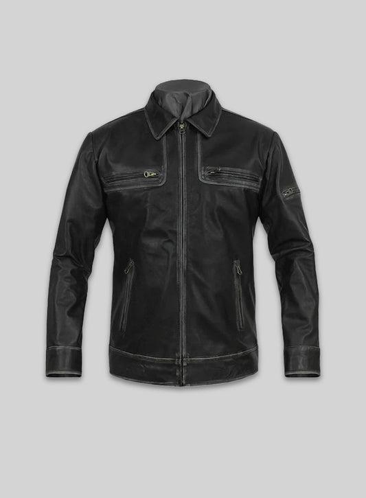 Ontario Rubbed Black Leather Jacket