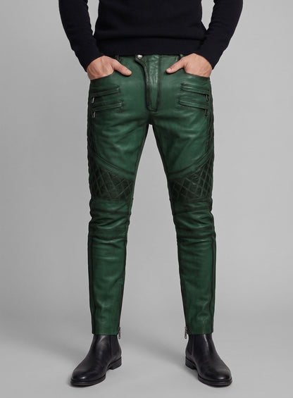 Outlaw Burnt Green Leather Pants
