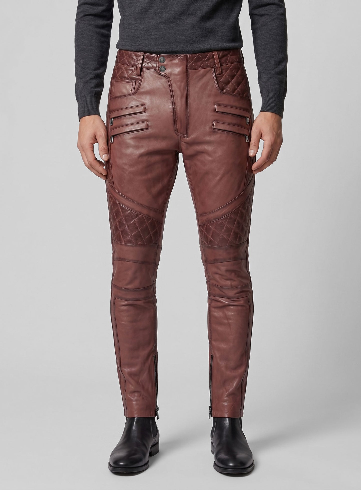 Outlaw Burnt Maroon Leather Pants